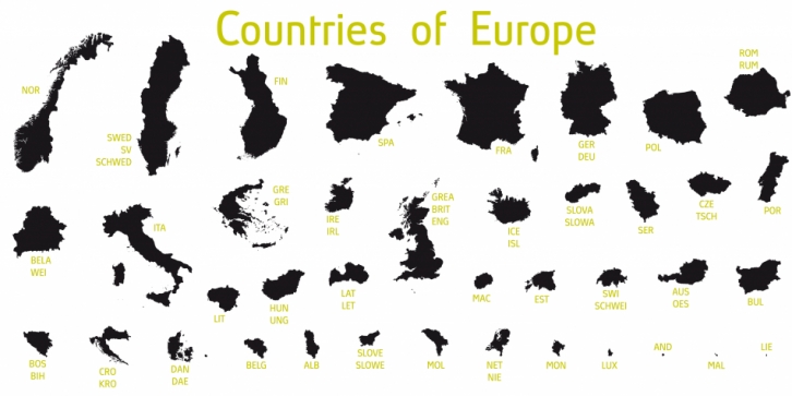 Countries Of Europe font preview