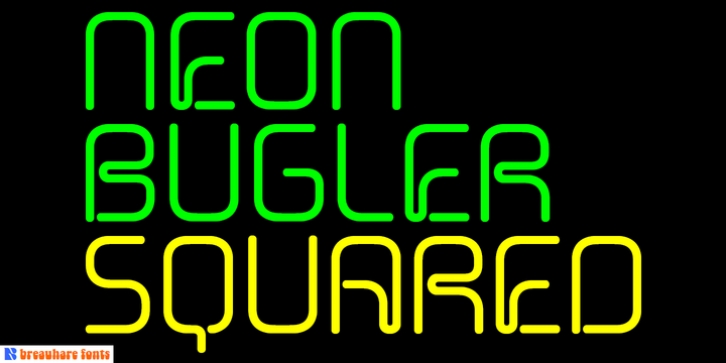 Neon Bugler Squared font preview