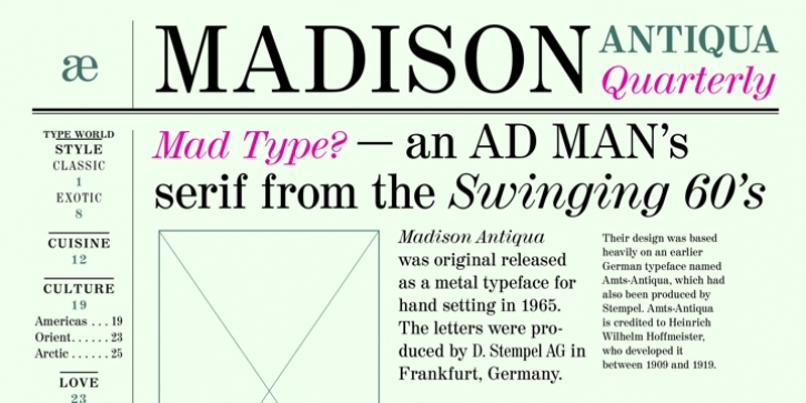 Madison Antiqua font preview