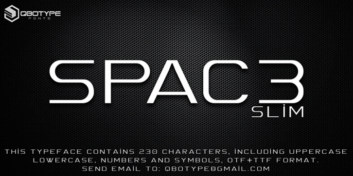 Spac3 Slim font preview