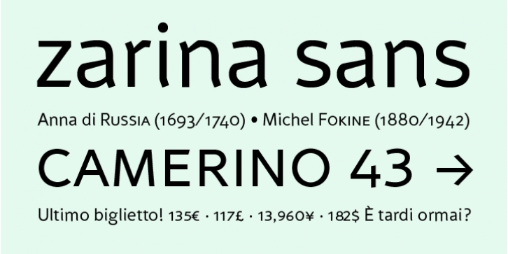 Zarina font preview