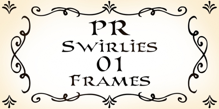 PR Swirlies 01 Frames font preview