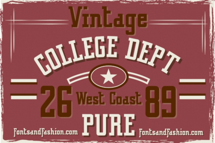 Vintage College Dept Pure font preview