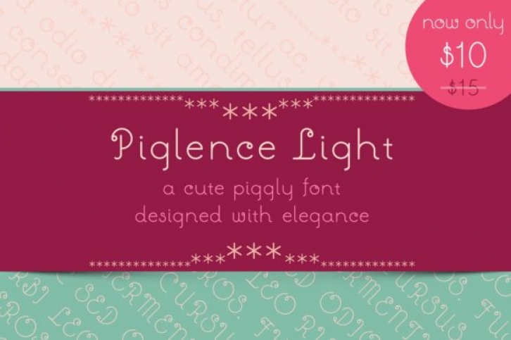 Piglence Light font preview