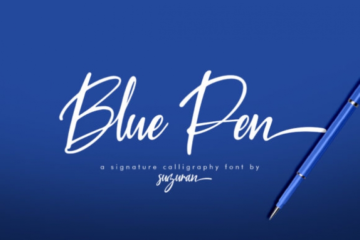Blue Pen Script font preview