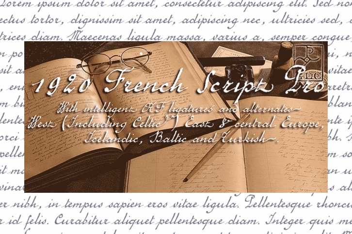 1920 French Script Pro font preview