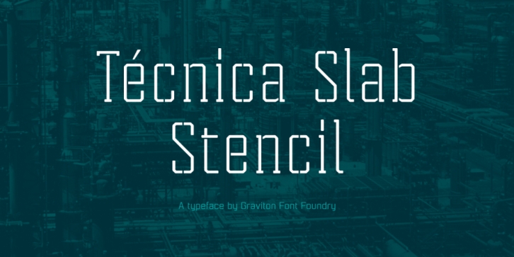 Tecnica Slab Stencil font preview
