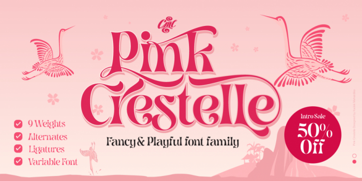 Pink Crestelle font preview