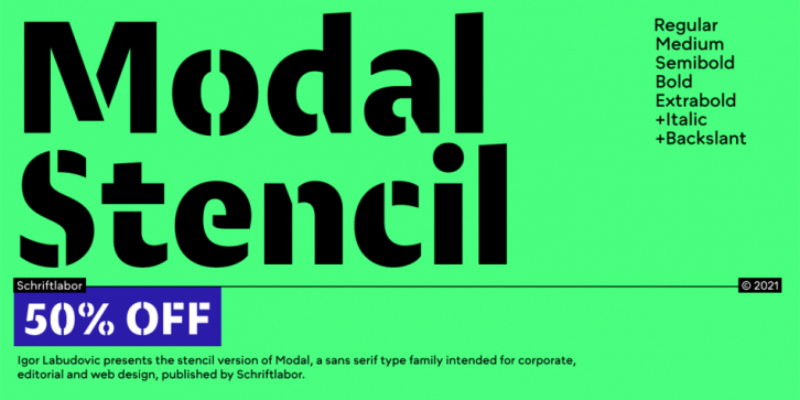 Modal Stencil font preview
