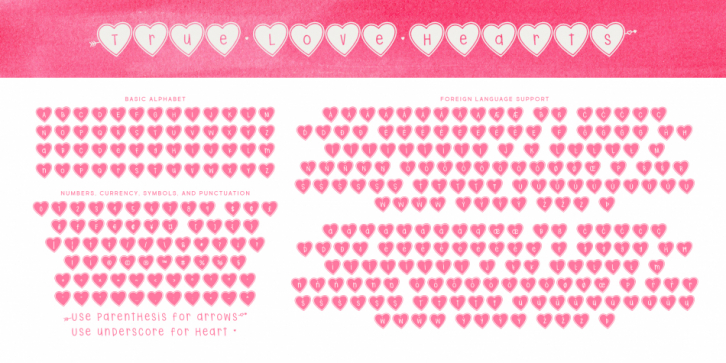 True Love Hearts font preview