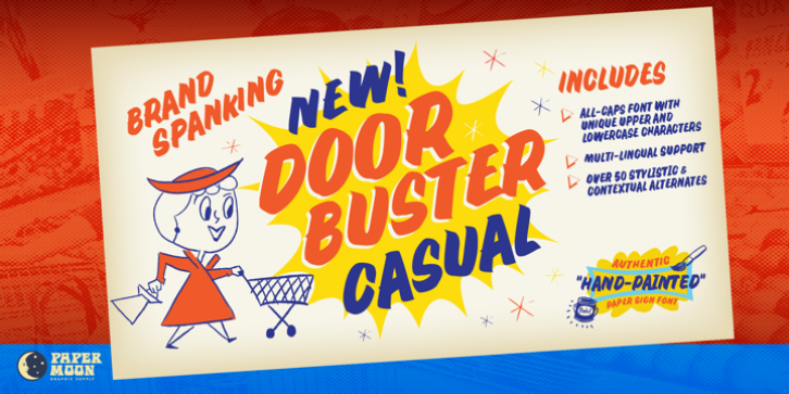 PM Doorbuster Casual font preview