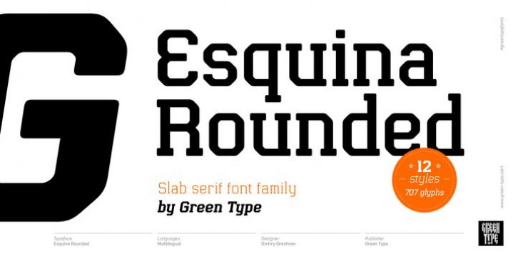 Esquina Rounded font preview