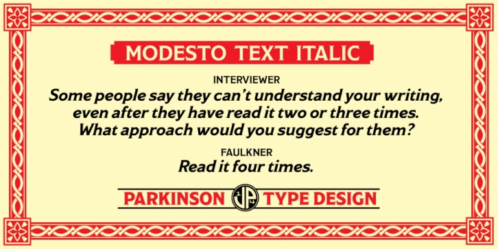 Modesto Text font preview
