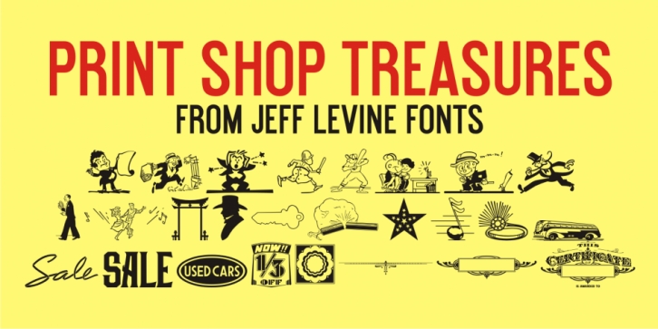 Print Shop Treasures JNL font preview
