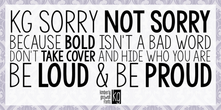KG Sorry Not Sorry font preview
