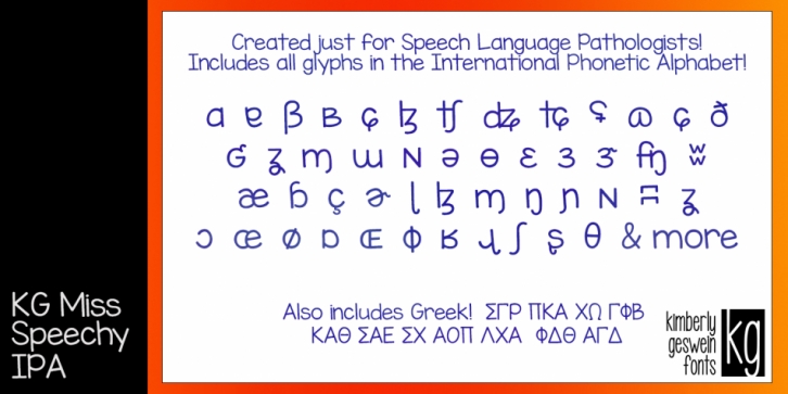 KG Miss Speechy IPA font preview