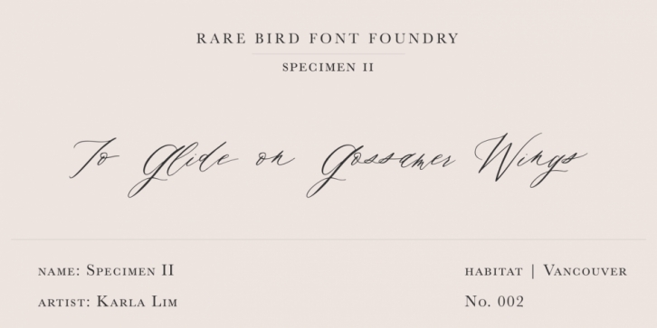 Rare Bird Specimen II font preview