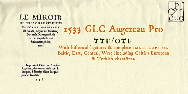 1533 GLC Augereau Pro font preview