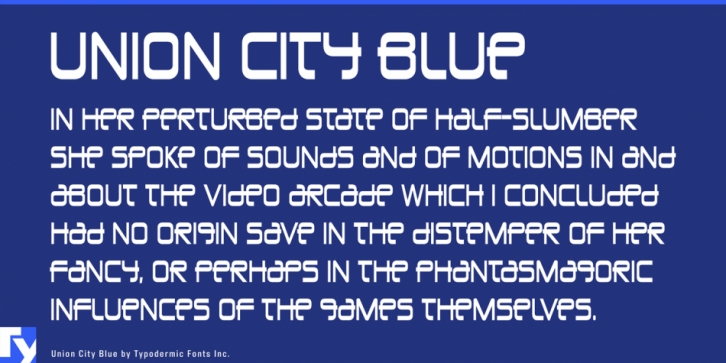 Union City Blue font preview