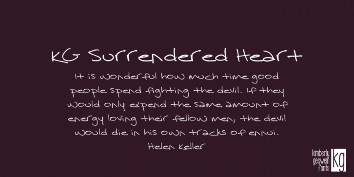 KG Surrendered Heart font preview