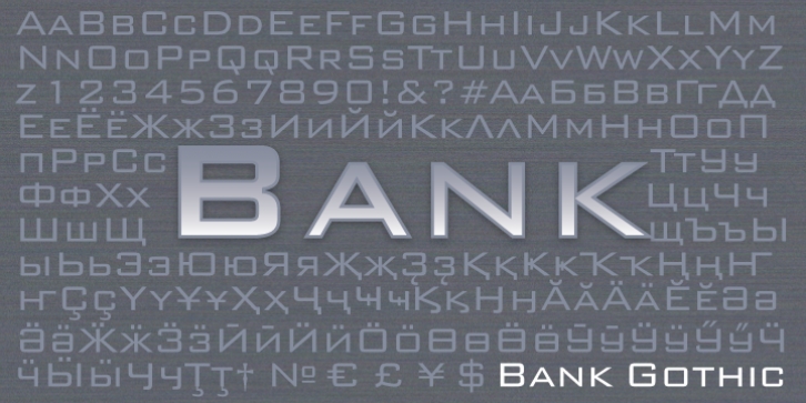 Bank Gothic font preview