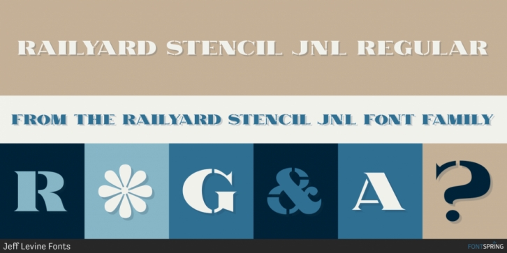 Railyard Stencil JNL font preview